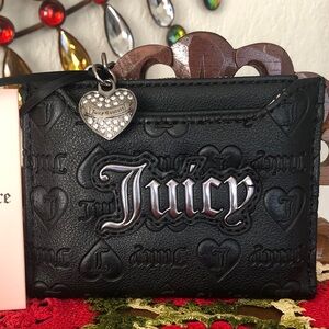 NWT Juicy Couture Black Embossed Upgrade Bifold Wallet w/ Card Case